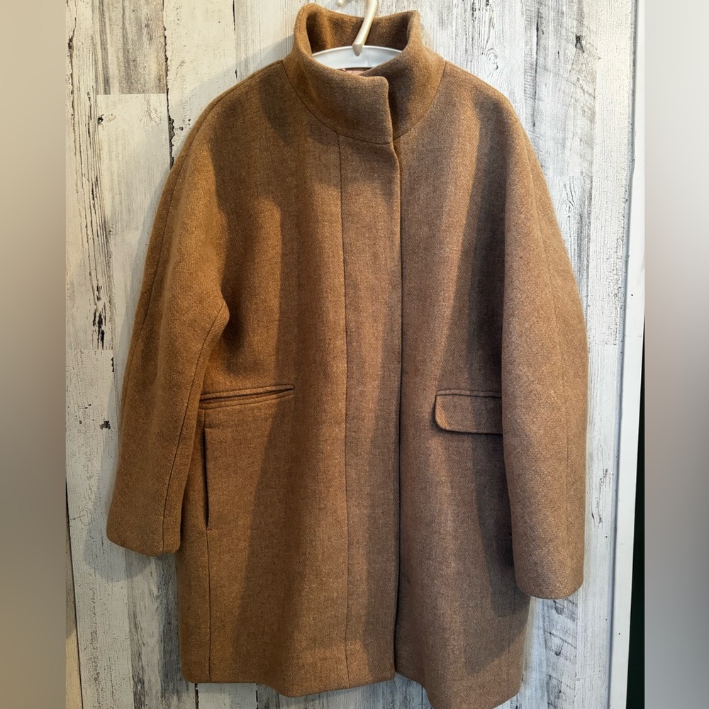 J. Crew Stadium Cloth Cocoon Coat in Sandstone Size 18
